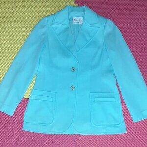 Bright mint green knit jacket & flare skirt, size 10